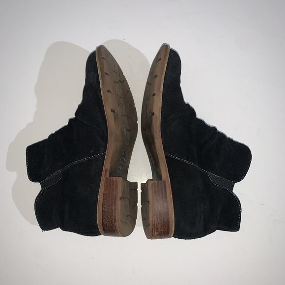 Sofft Boots Womens Size 8.5 Black Suede Ankle Zip Ruched Low Heel Booties SF0053 - Picture 7 of 9